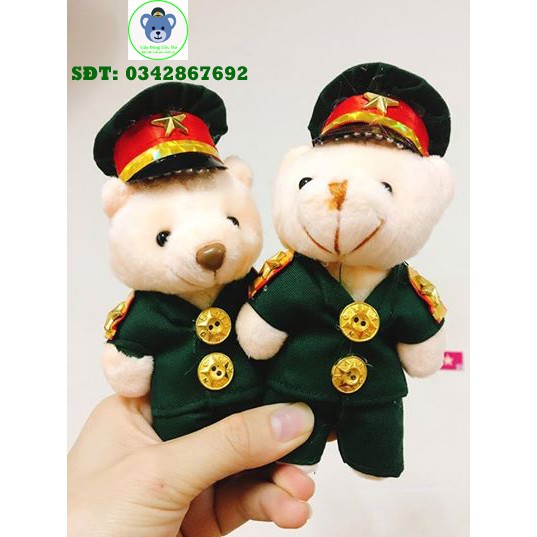 Móc khóa gấu bông công an, bộ đội