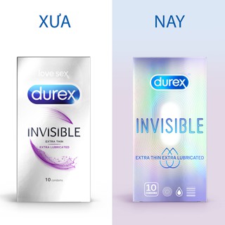 Bao cao suFreeshipDurex Invisible siêu mỏng, an toàn, tăng khoái cảm 10 bao