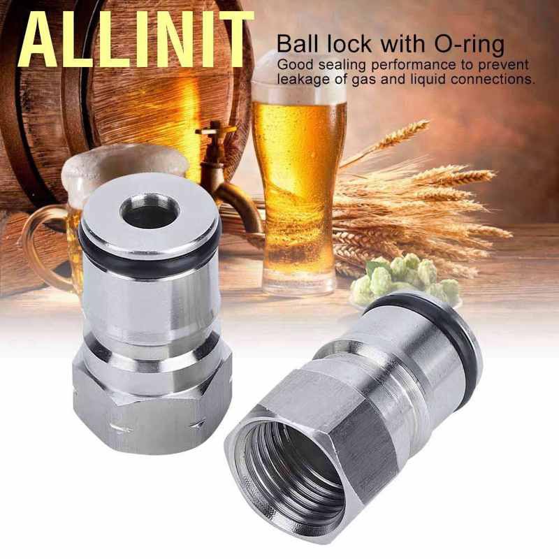 Allinit 304 Stainless Steel Homebrew Keg Ball Lock Post Connector Adapter 9/16in‑18 Brewing Accessory