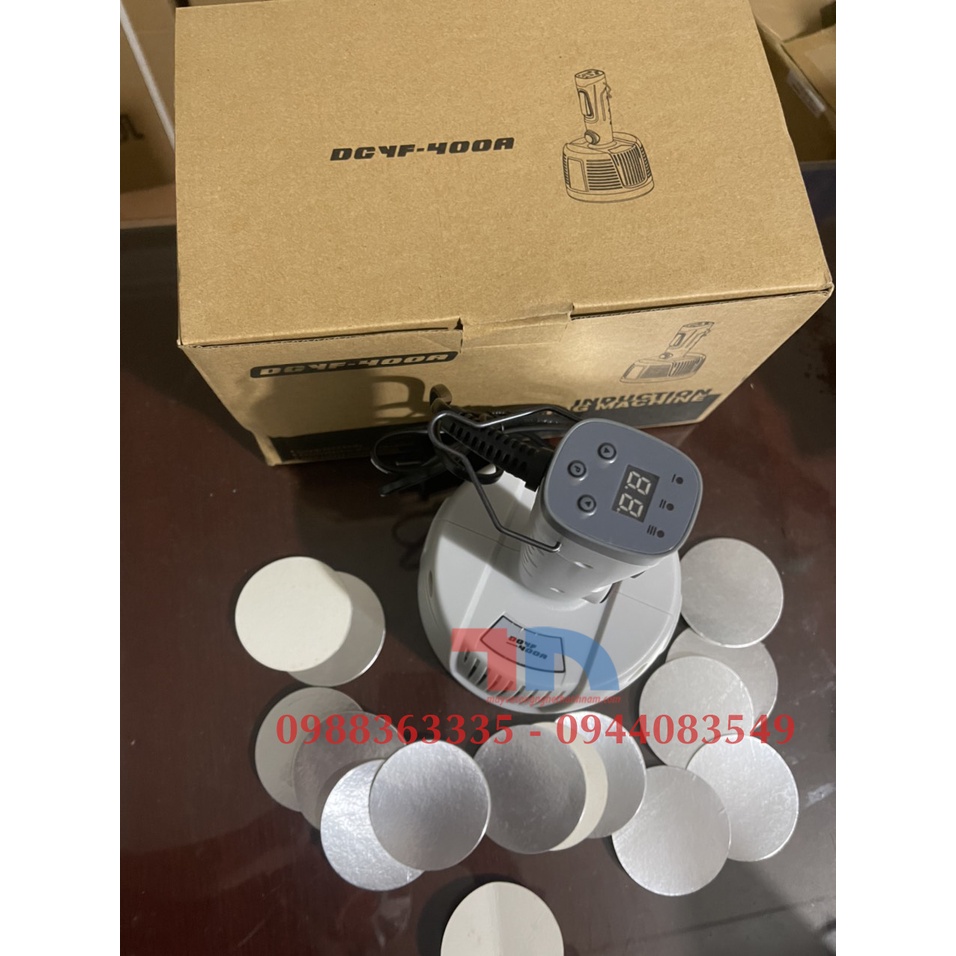 Máy dán màng seal miệng chai lọ, máy dán màng seal pet, HDPE, thuỷ tinh DGYF-400A