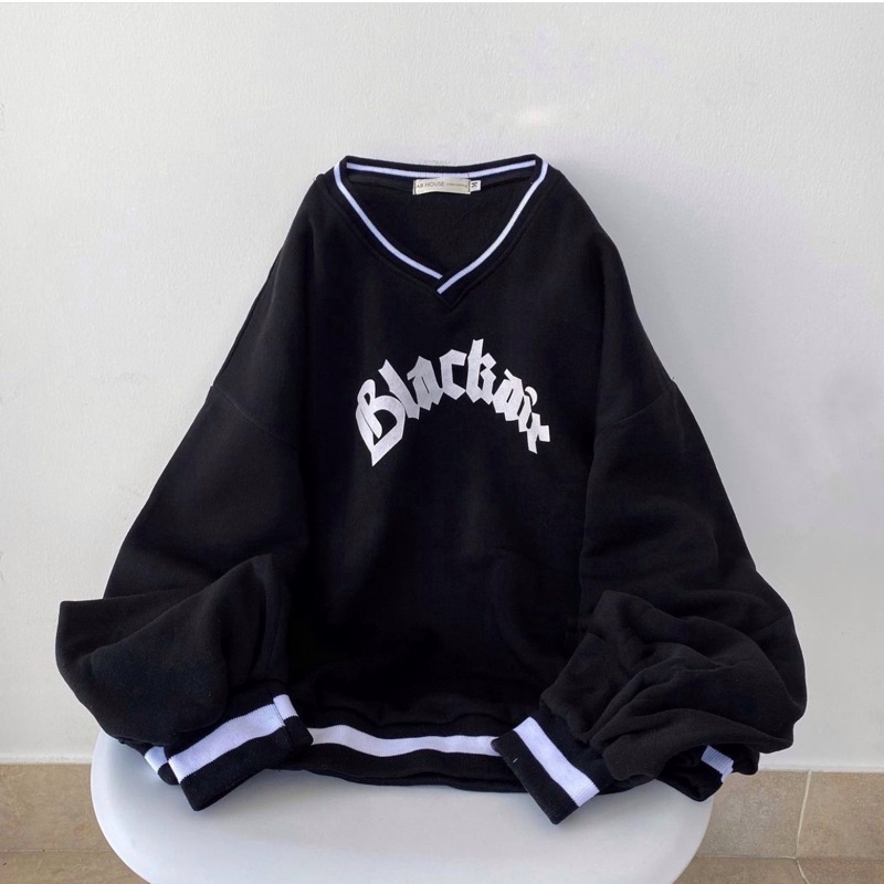 áo sweater viền cổ BLACK ảnh thật unisex