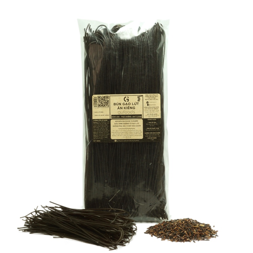 Bún gạo lứt ăn kiêng GUfoods (huyết rồng/đen) - Giảm cân, Thực dưỡng, Eat clean (250g/500g)