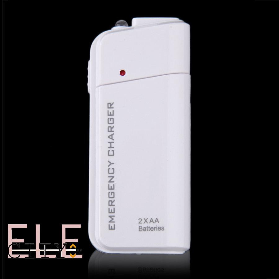 111ele} Universal USB Emergency Portable 2 AA Battery Power Charger for Mobile Phones