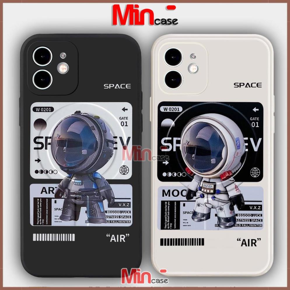Ốp lưng iPhone Phi hành gia Nasa Cute cạnh viền vuông silicon mềm dẻo cho iphone 6/6s/7/8/X/XS/11/12/13 Pro Plus Max