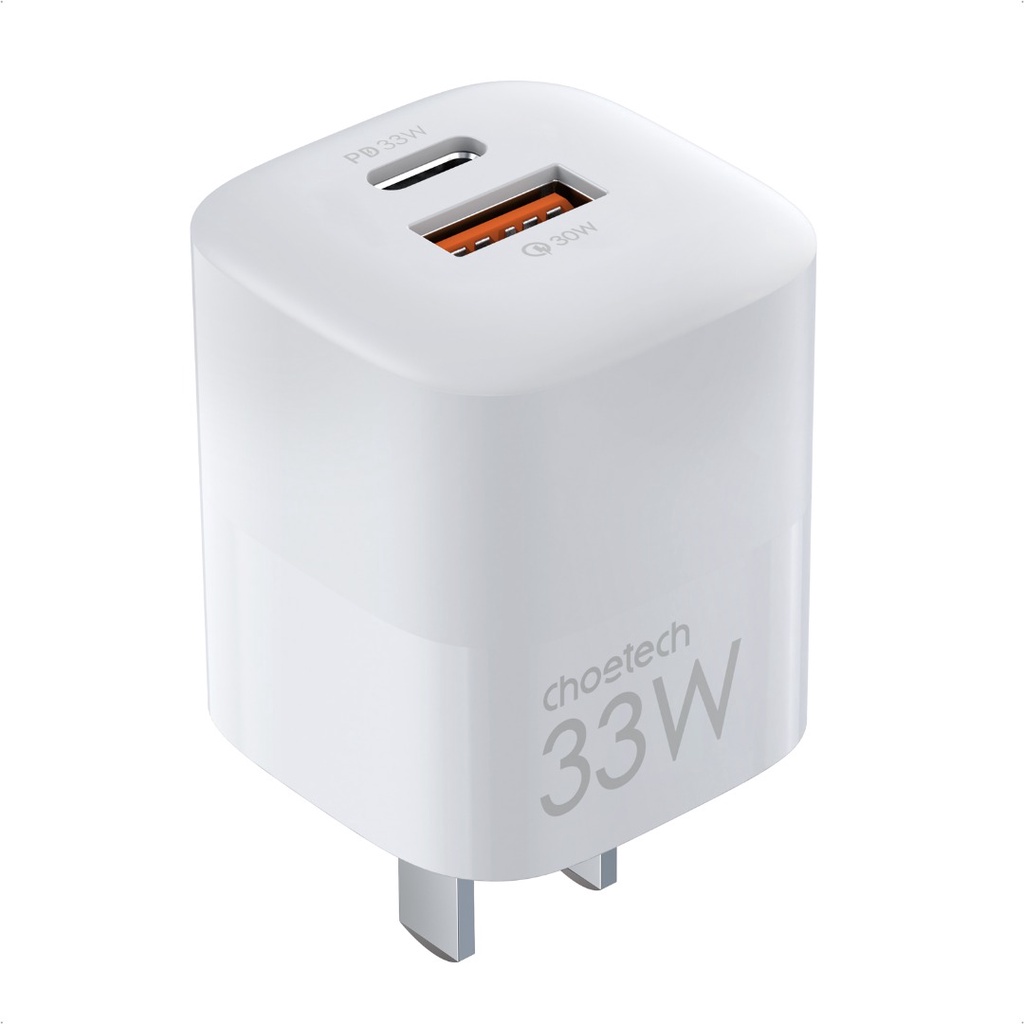 Adapter Củ Sạc 33W PPS/ PD 30W / QC 3.0 2 Cổng Type-C USB-A Nhỏ Gọn CHOETECH PD5006 - Hàng Chính Hãng