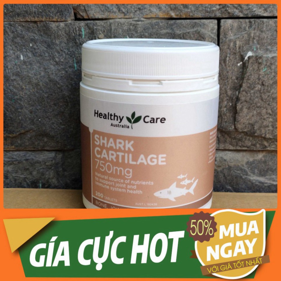 GIẢM GIÁ Viên uống Shark Cartilage 750mg Sụn Vi Cá Mập Healthy Care 200 viên - Hỗ trợ xương khớp GIẢM GIÁ