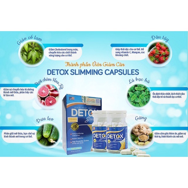 Viên Uống Giảm Cân Detox Slim Giúp Giảm Cân &amp; Detox Cơ Thể