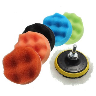 7Pcs 3/5/6/7inch Polishing Waxing Buffing Sponge Pads Kit Compound Car Polisher