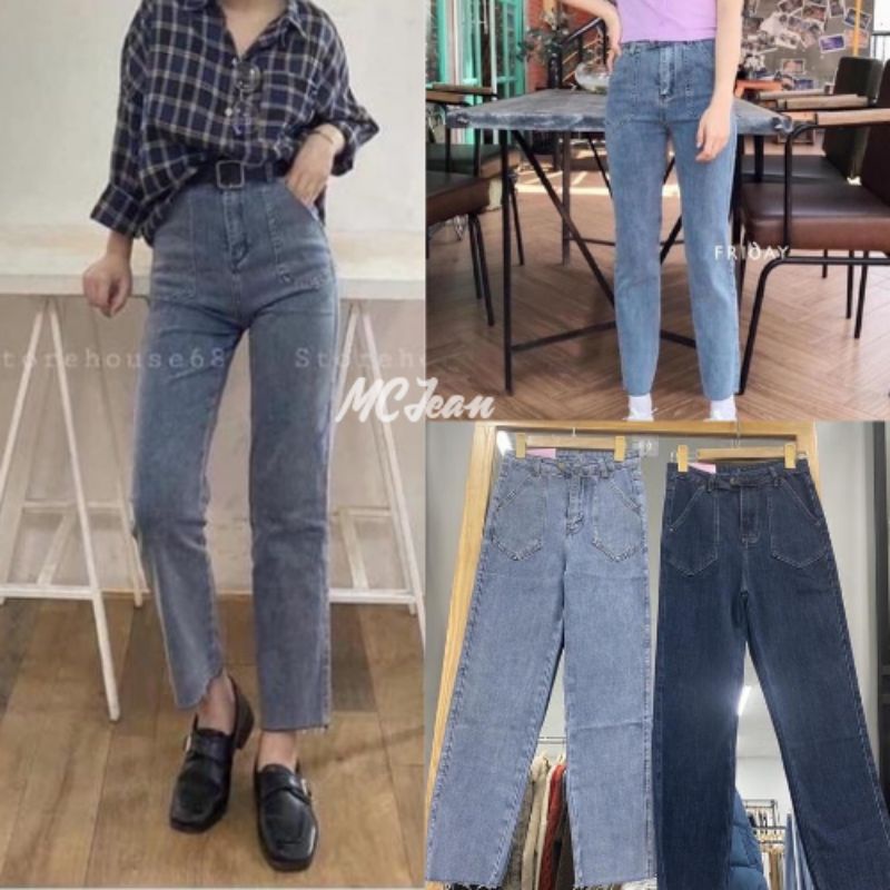 Quần bò jeans nữ cạp cao túi nhọn nhạt hot 2022 | BigBuy360 - bigbuy360.vn