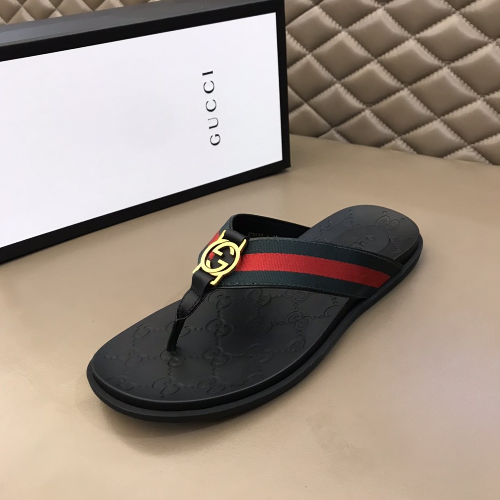 Bộ sưu tập dép nam da thật GUCCI GG GC thiết kế cổ điển, mang đến sự thoải mái khi sử dụng