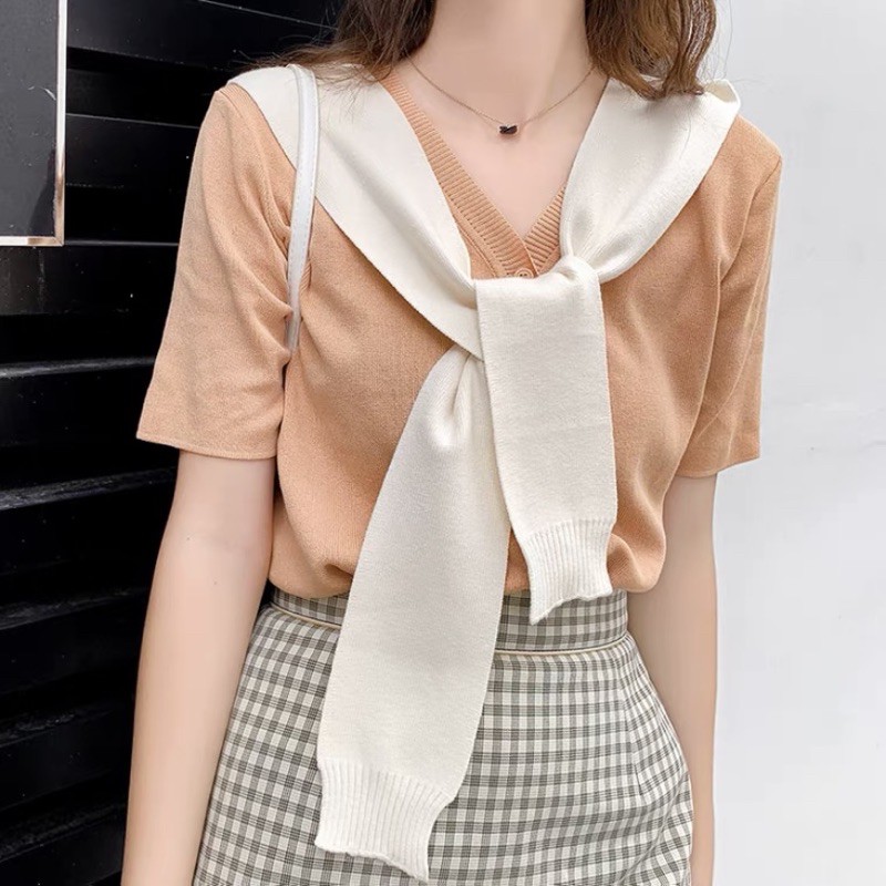 Khăn len thuỷ thủ mix áo, váy Ulzzang style  Hàng Quảng Châu