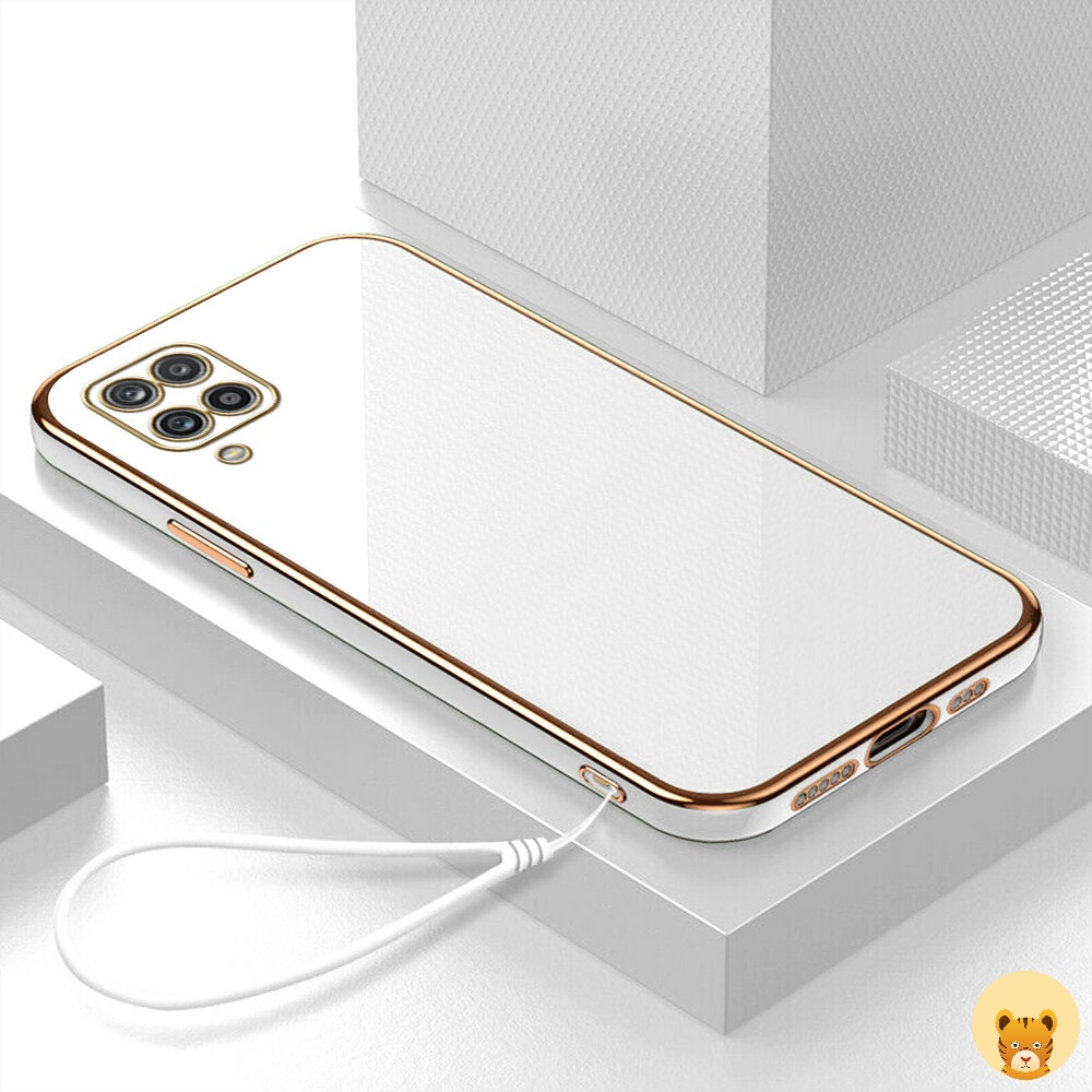 Ốp Điện Thoại Mềm Mạ Họa Tiết Sang Trọng Kèm Dây Đeo Cho Samsung A12 M12