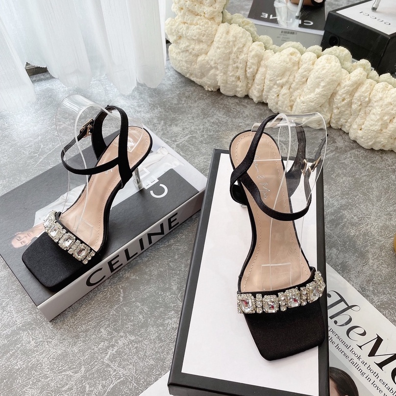 GIÀY CAO GÓT NỮ, sandal xuất quai cườm đá đế 7P