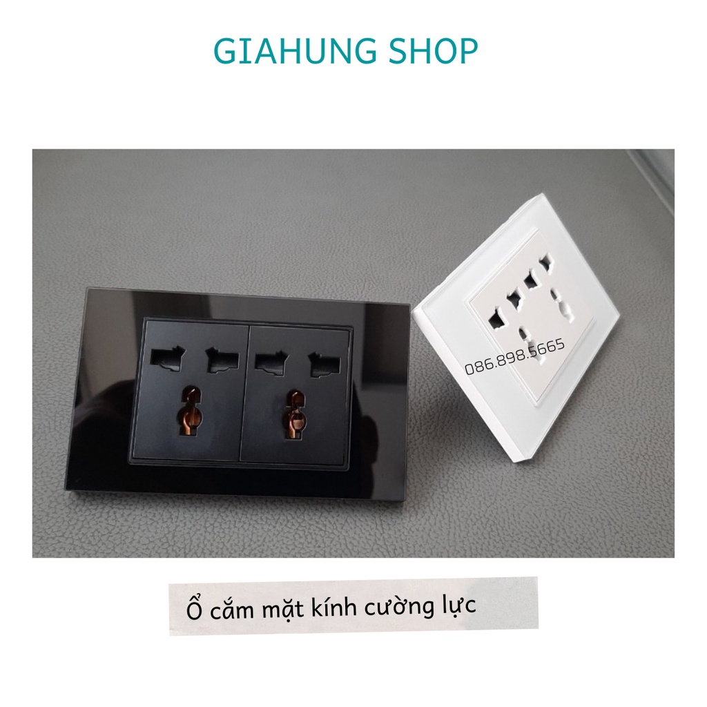 Ổ cắm điện, ổ cắm mặt kính 3 chấu âm tường hình chữ nhật