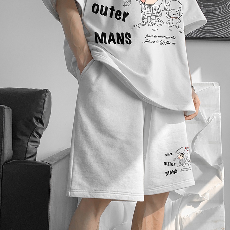 Bộ Đồ Nam Mùa Hè Unisex Cổ Tròn OUTER MANS Phối Quần Short In Họa Tiết Thời Trang Zenkonu QA NAM 117