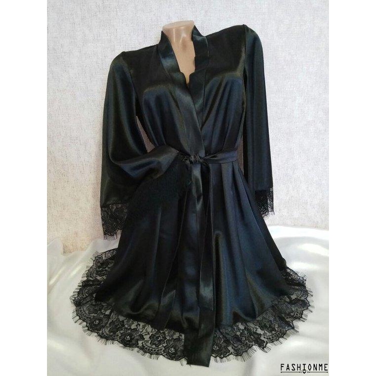 Áo Choàng Ngủ Bằng Lụa Satin Phối Ren Phong Cách Quyến Rũ Dành Cho Nữ | BigBuy360 - bigbuy360.vn