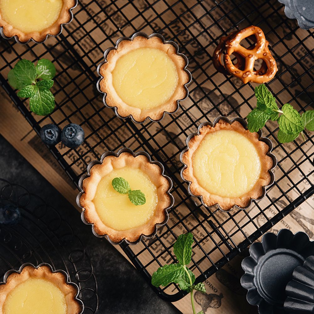 Set 10 Khuôn Làm Bánh Tart Mini Bằng Thép Carbon Chống Dính Nhiều Màu Có Thể Tái Sử Dụng