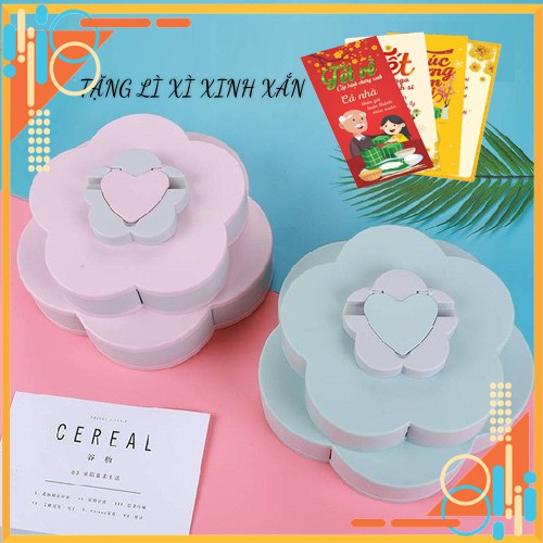 Khay đựng bánh kẹo Tết đẹp, Hộp đựng mứt Tết 2 tầng cao cấp mẫu hot 2021