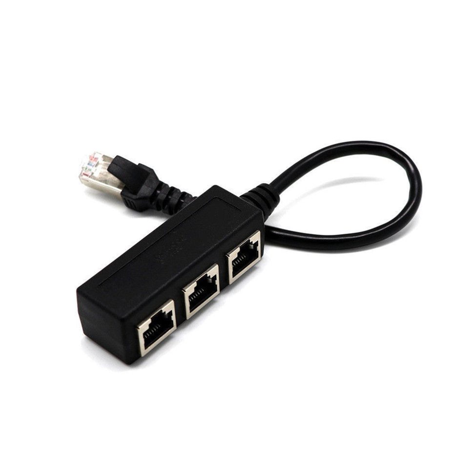 1 To 3 Port Ethernet Switch RJ45 Y Splitter Adapter Cable For CAT 5/CAT 6 LAN