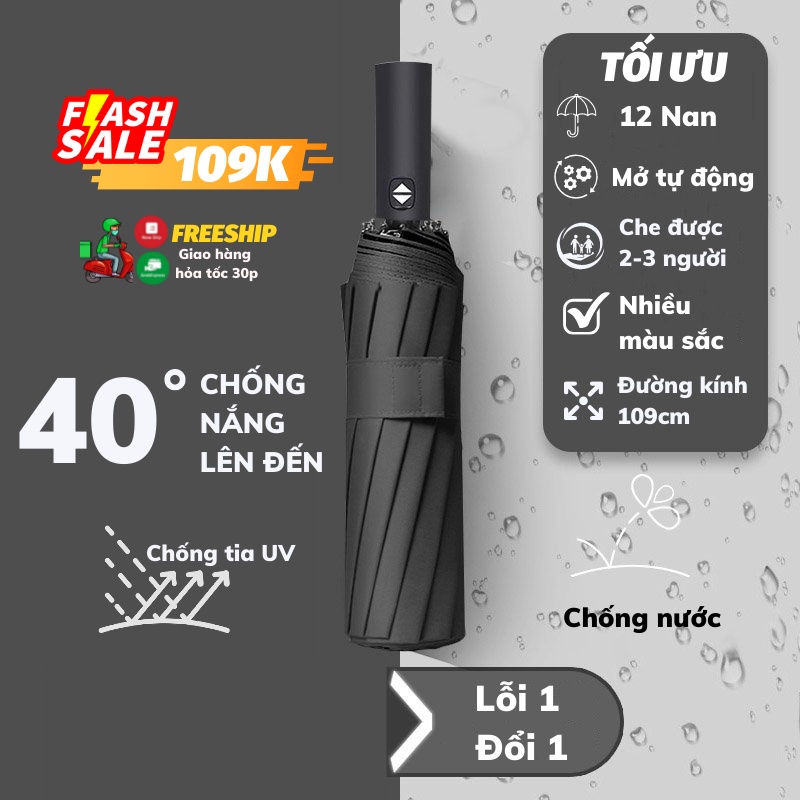 Ô Vải Dù Cao Cấp Chống Nắng Ô Dù Đi Mưa Nan Inox Chống Gỉ SUN.Z