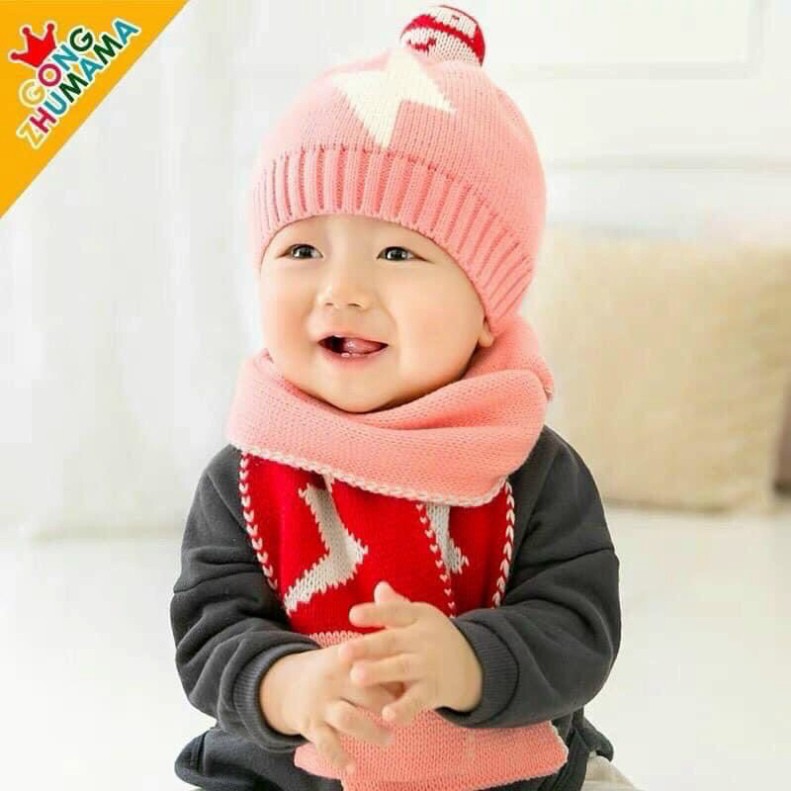 Mũ len trẻ em kèm Khăn