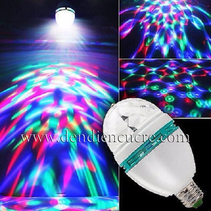 Đèn led quả cầu 3w xoay pha lê 7 màu đui E27 dùng làm đèn trang trí