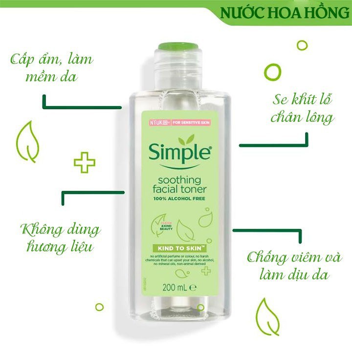 Nước hoa hồng Simple Soothing Facial Toner 200m