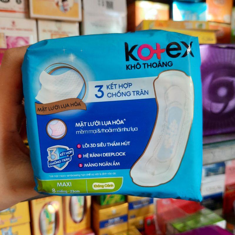 Băng vệ sinh Kotex khô thoáng Maxi không cánh 8 miếng 23cm