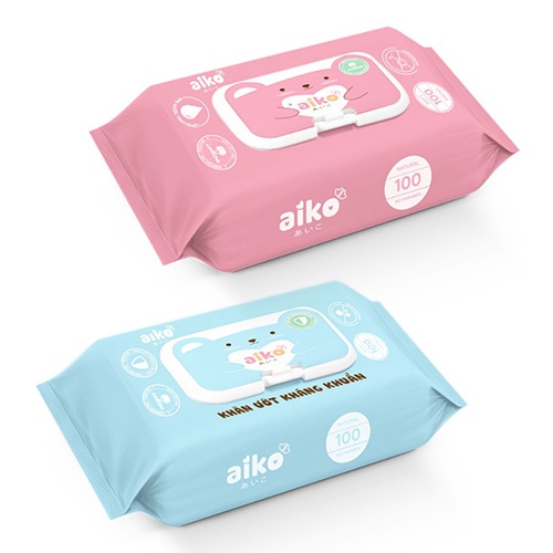 Khăn ướt Aiko 100 tờ (hồng, xanh)