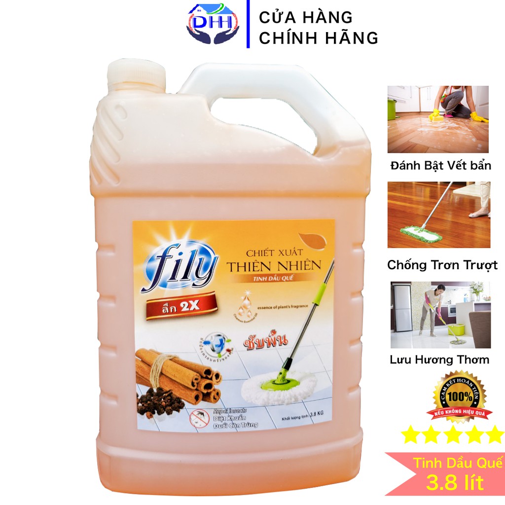 Nước Lau Sàn Nhà FILY Tinh Dầu Quế 3,8 lít Diệt Khuẩn - Chống Muỗi - Khử Mùi