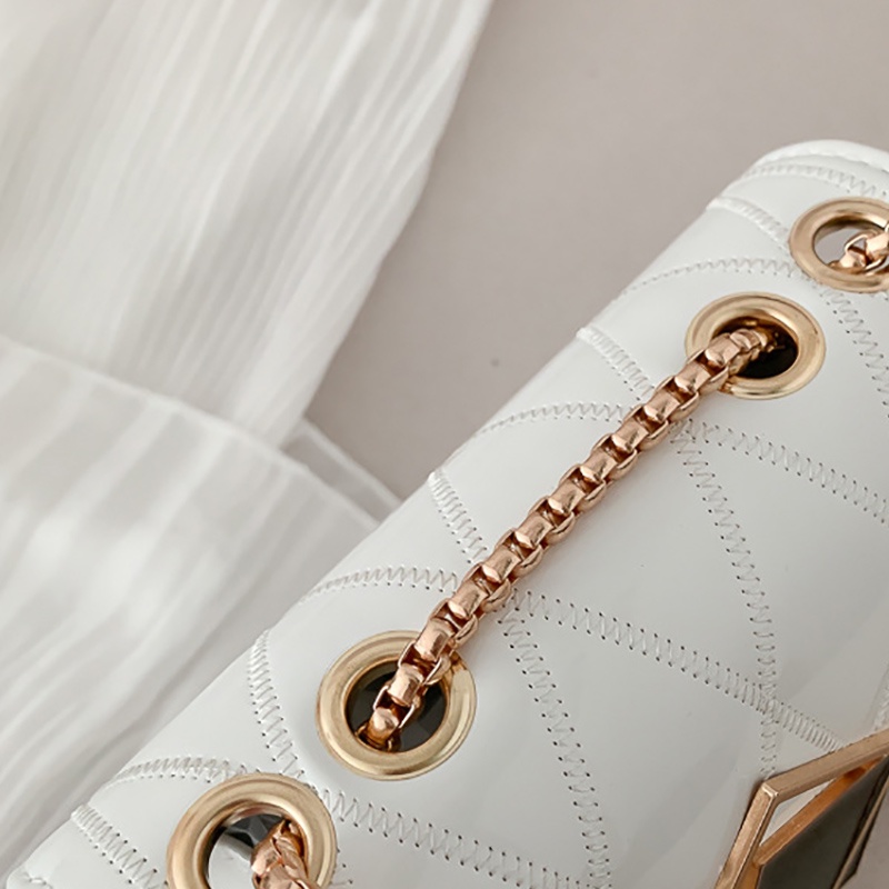 Túi đeo chéo IELGY bằng da bóng hình vuông nhỏ dễ phối đồ tùy chọn màu sắc