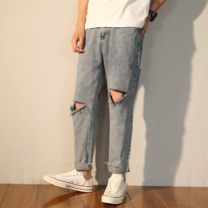 (hot) Quần Baggy Nam Rách Kiểu - Hotboy hàn quốc( trơn xám cg mới)