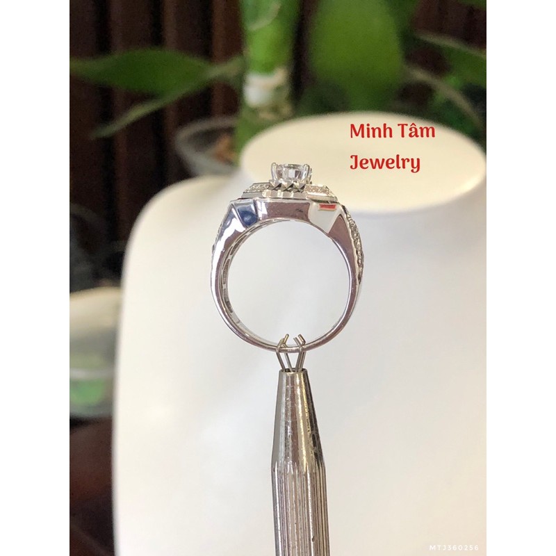 Nhẫn bạc nam đính đá hình rồng xi bạch kim cao cấp-Minh Tâm Jewelry