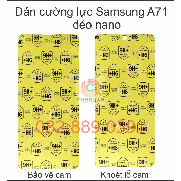 Dán cường lực dẻo nano Samsung galaxy a71, khoét lỗ cam - chụp siêu rõ