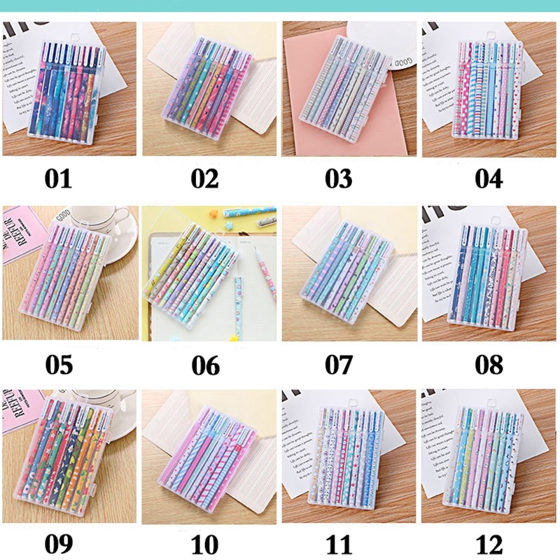 Set 10 Bút Bi Họa Tiết Hoạt Hình Dễ Thương 0.38MM