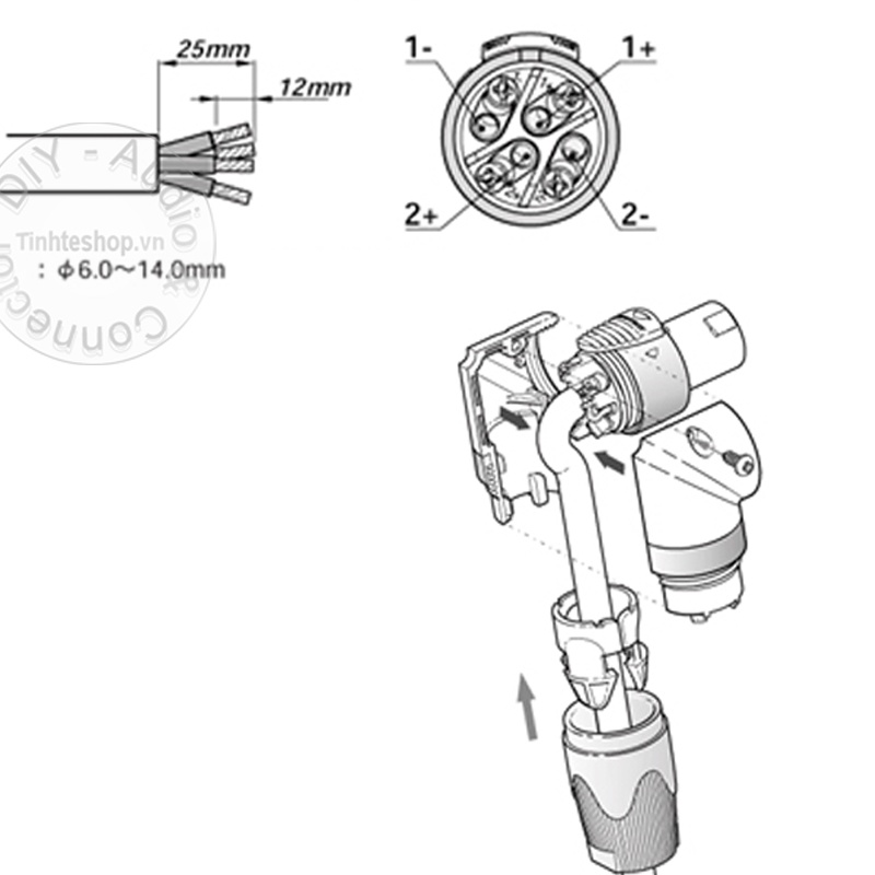 Jack loa speakon cong 4pin Jiasound 1 chiếc