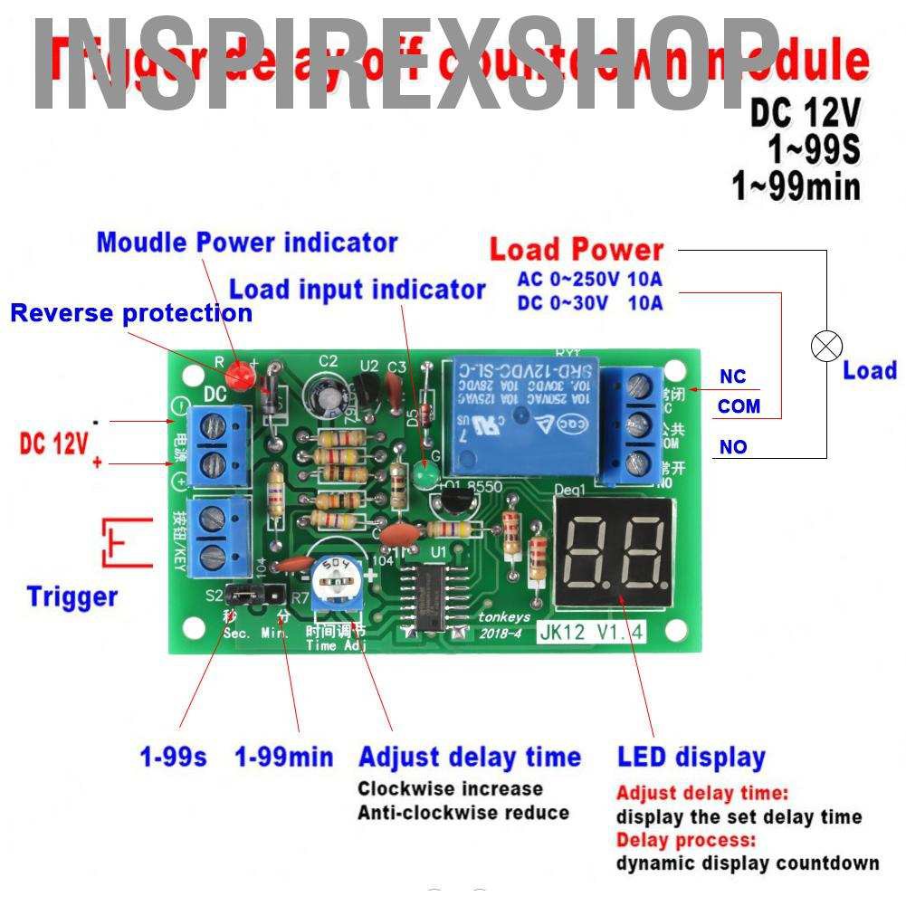 Rơ Le Hẹn Giờ Dc12V 12v Cho Quạt Tản Nhiệt