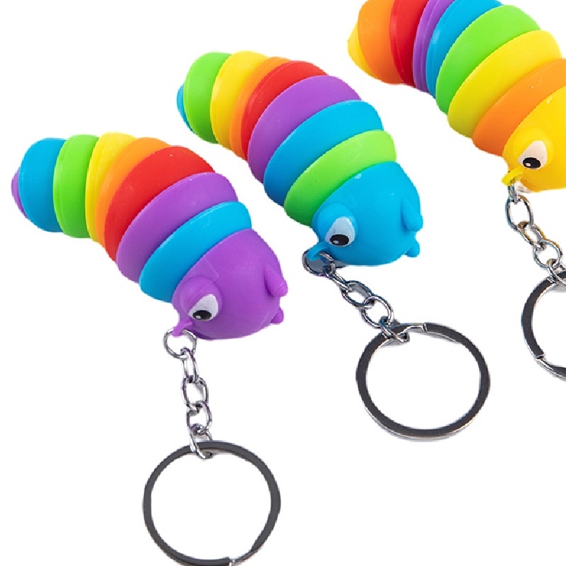 Móc Khóa Hình Con Sâu Mắt To, Giảm Căng Thẳng Siêu Yêu Nhiều Màu Sắc