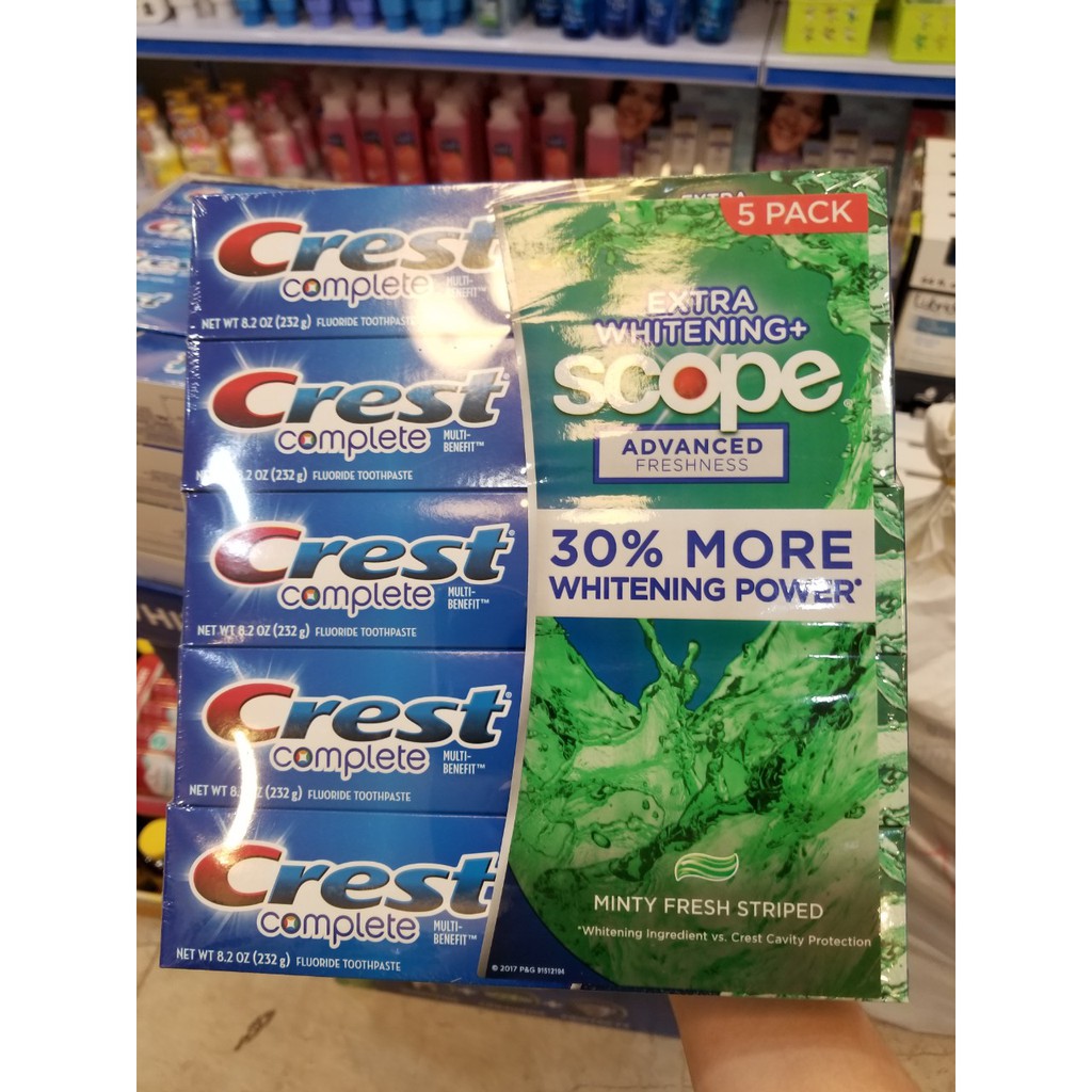 {Date 2022}-Kem Đánh Răng Crest Complete Extra Scope Whitening Plus Scope 232g Của Mỹ