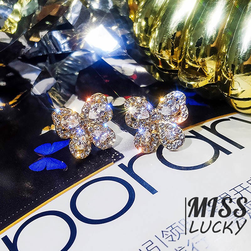 Khuyên tai hình bướm đính đá phong cách Hàn Quốc thanh lịch dành cho nữ