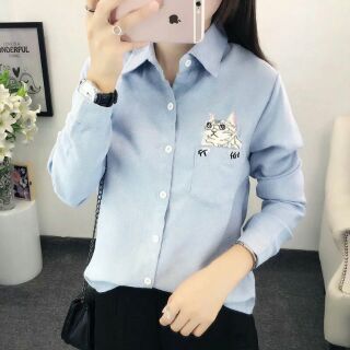 Áo sơ mi nữ form dài hình thêu SN122 SMW002