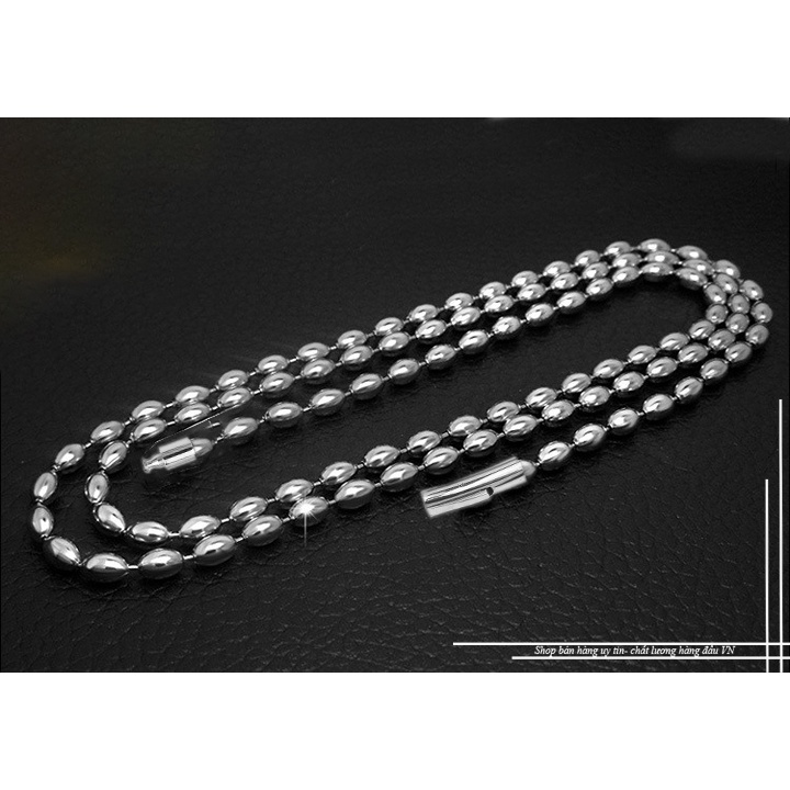 Dây chuyền inox chuỗi hạt gạo 4mm khóa gài vip sáng đẹp, không đen, thể hiện đẳng cấp sang trọng cho người đeo