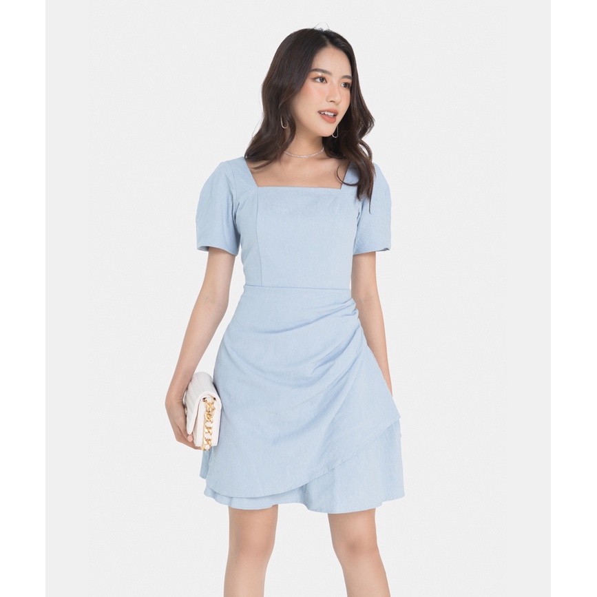 Đầm nữ thời trang HNOSS dáng ngắn cổ vuông HNDLU033