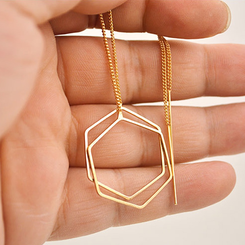 [Bayar Di Tempat] Hoa tai đơn giản kiểu Hàn Quốc hình trái tim dài hình học cho phụ nữ❤Yimi❤