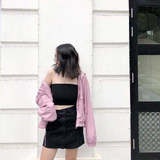 Áo ống thun trơn trắng đen
