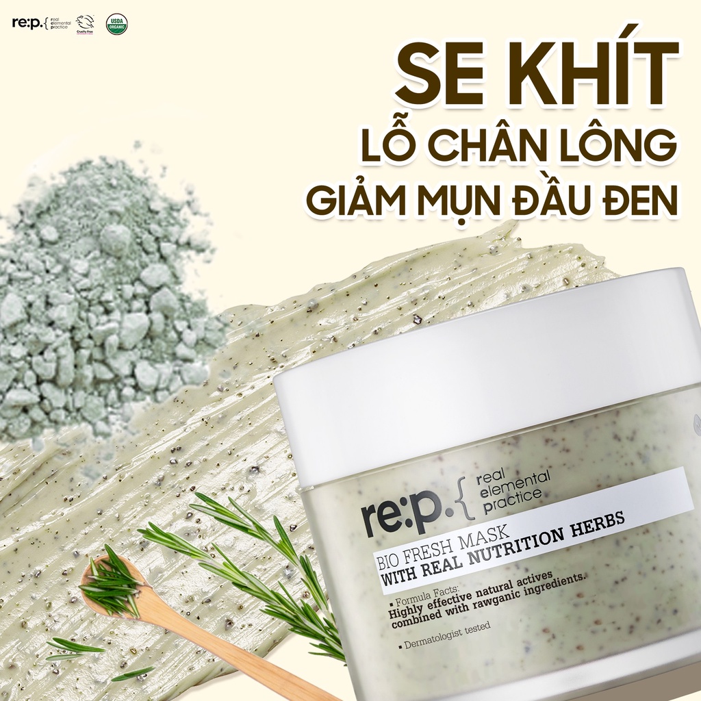 Mặt Nạ Đất Sét Re:p Hương Thảo Se Khít Lỗ Chân Lông Rep Bio Fresh With Real Nutrition Herbs 130g