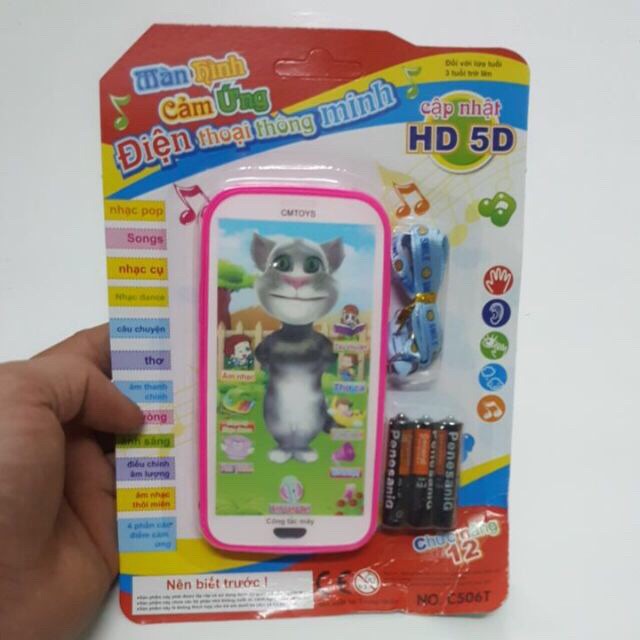 Đồ Chơi Điện Thoại Mèo Tom Thông Minh Nói Tiếng Việt Đọc Thơ Phát Nhạc Dành Cho Bé