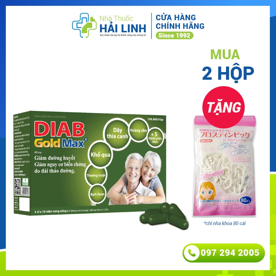 Viên uống hạ đường huyết Diab gold max⚡Tặng quà⚡Hộp 30 viên giúp hạ đường huyết và cholesterol trong máu