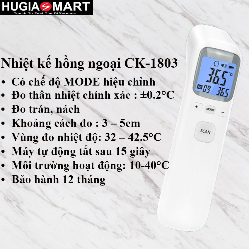 Nhiệt kế hồng ngoại, máy đo thân nhiệt trán, nách, cảnh báo khi sốt CK-1803 có 4 chế độ tuỳ chỉnh