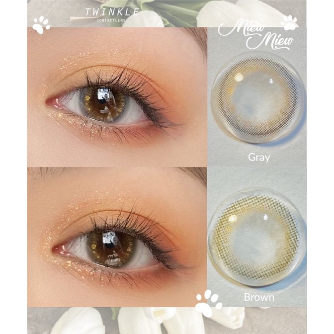 Kính áp tròng/Lens nhũ chân mèo Miew Brown/Gray Lens Twinkle